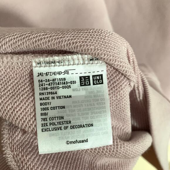 Mofusand Uniqlo Collab Printed Embroidered Sweatshirt in Pink XL - Picture 7 of 8